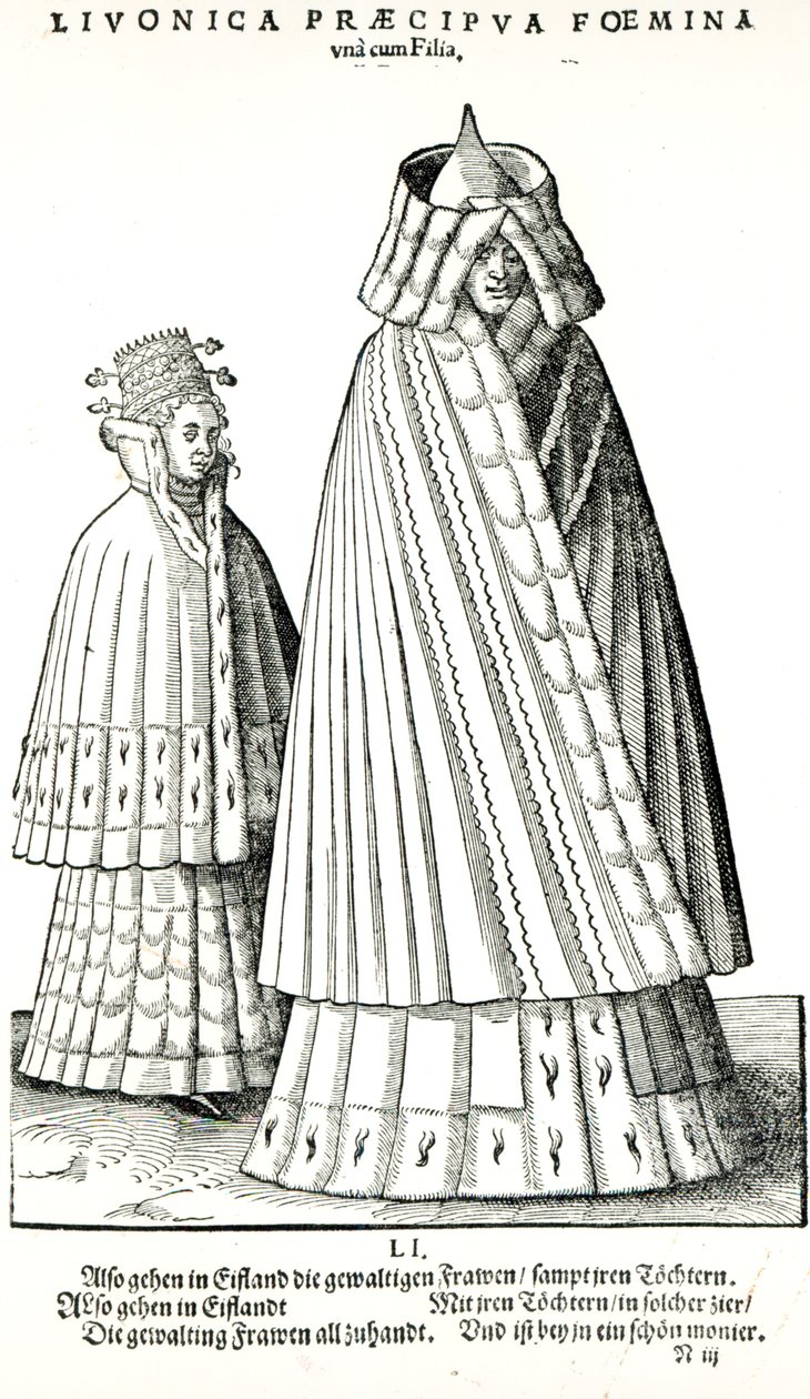 Kostymer til en livisk adelskvinne og datteren hennes, 1577 av Hans Weigel