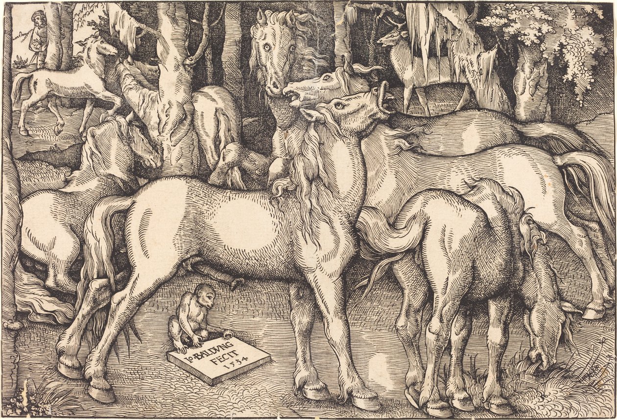 Gruppe på syv hester av Hans Baldung Grien