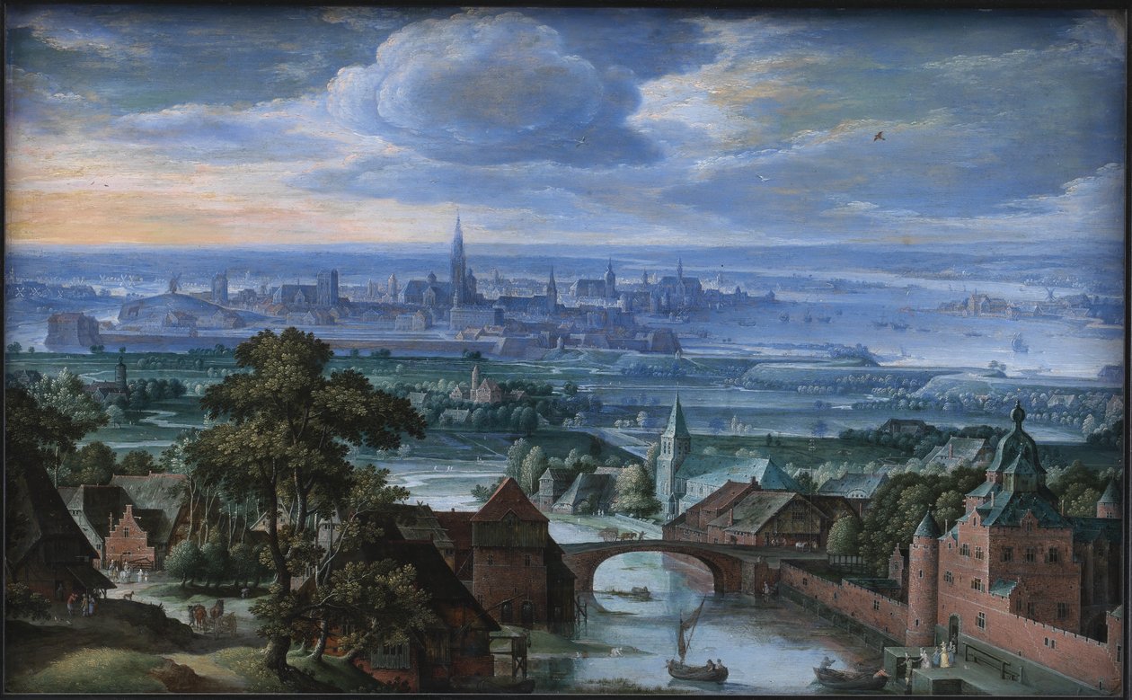Landskap med utsikt over Antwerpen av Hans Bol