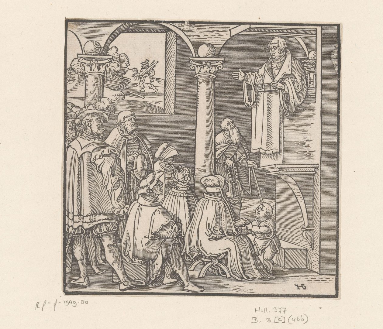 Martin Luther forkynner i en kirke av Hans Brosamer