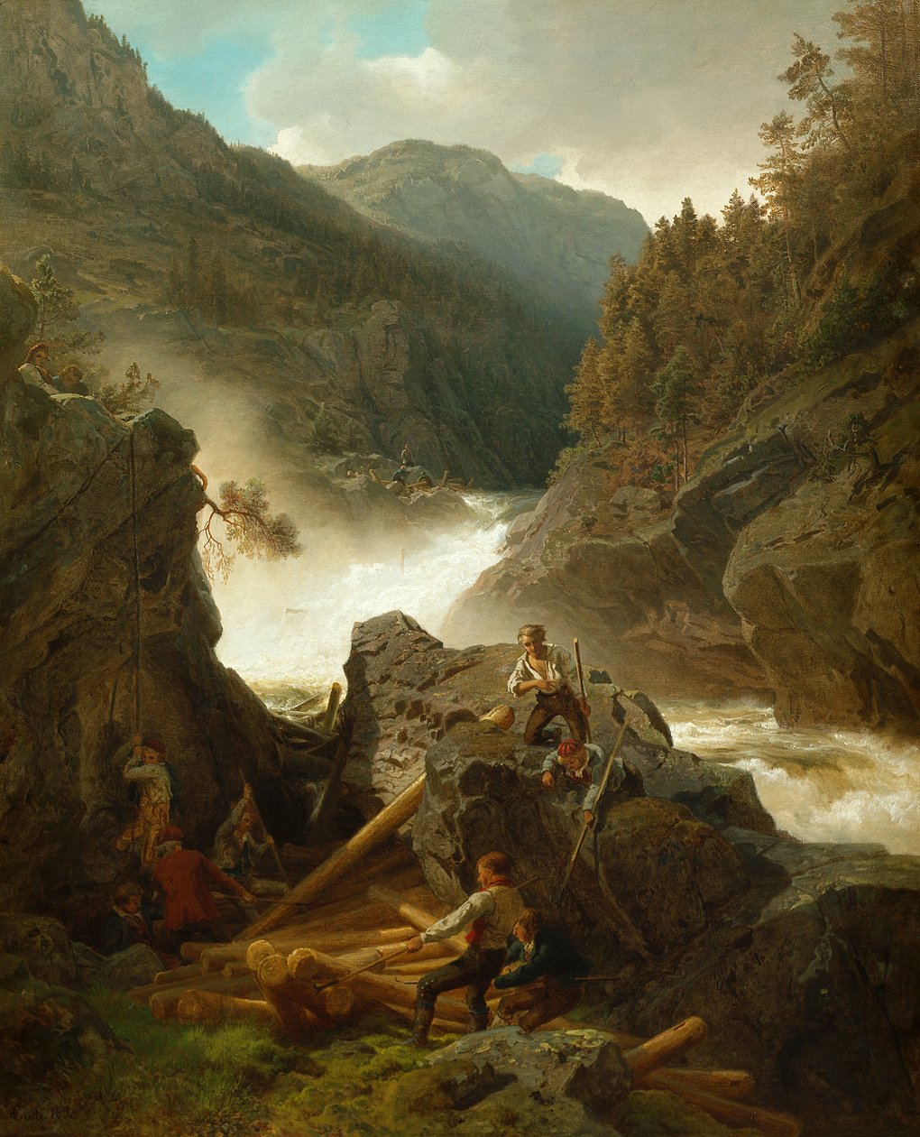 Rukkedals river, Nes in Hallingdal av Hans Gude