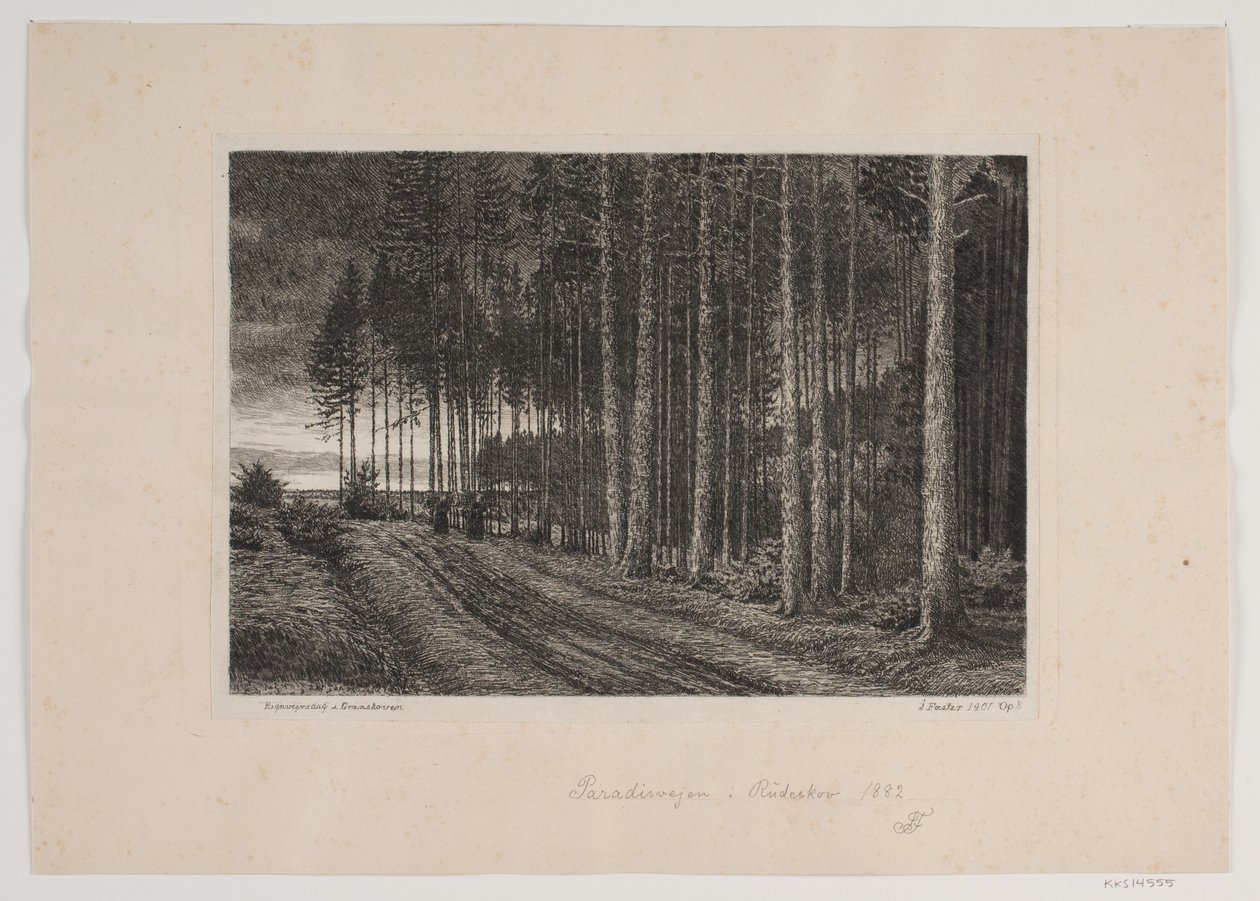 Regnværsdag i granskogen av Hans Julius Fæster