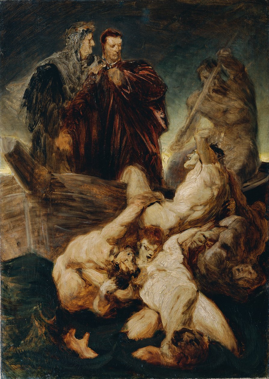 Dante og Virgil i infernoet av Hans Makart