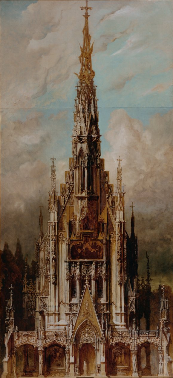 Gotisk gravkirke St. Michael, tårnfasade av Hans Makart