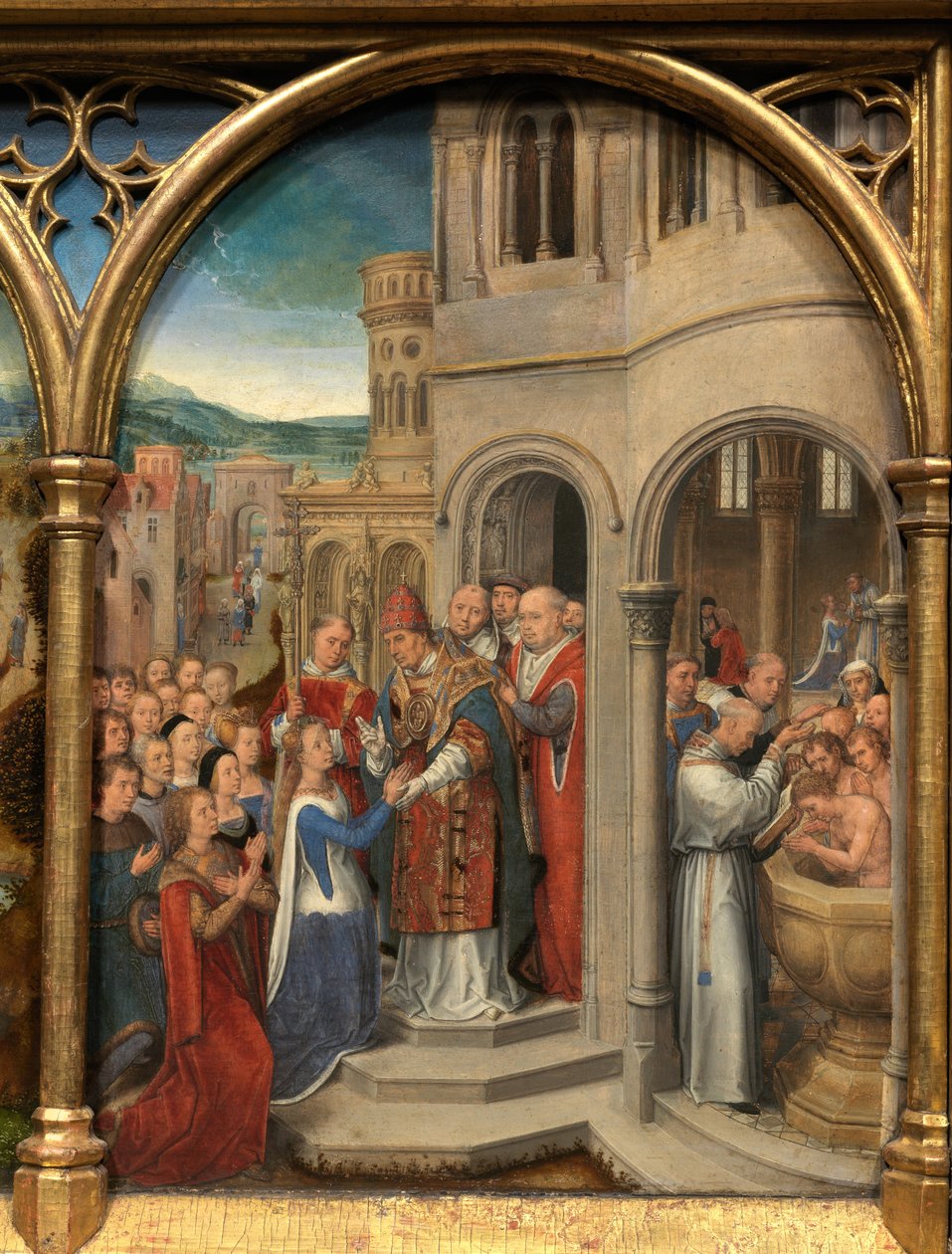 Detalj av relikvieskrinet til Saint Ursula av Hans Memling