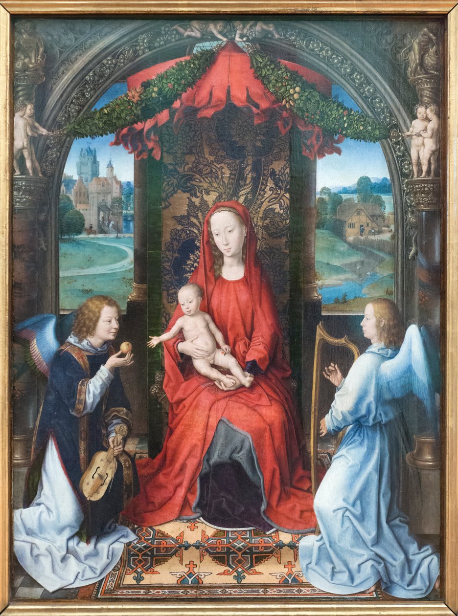 Madonna og Child tronet med engler av Hans Memling