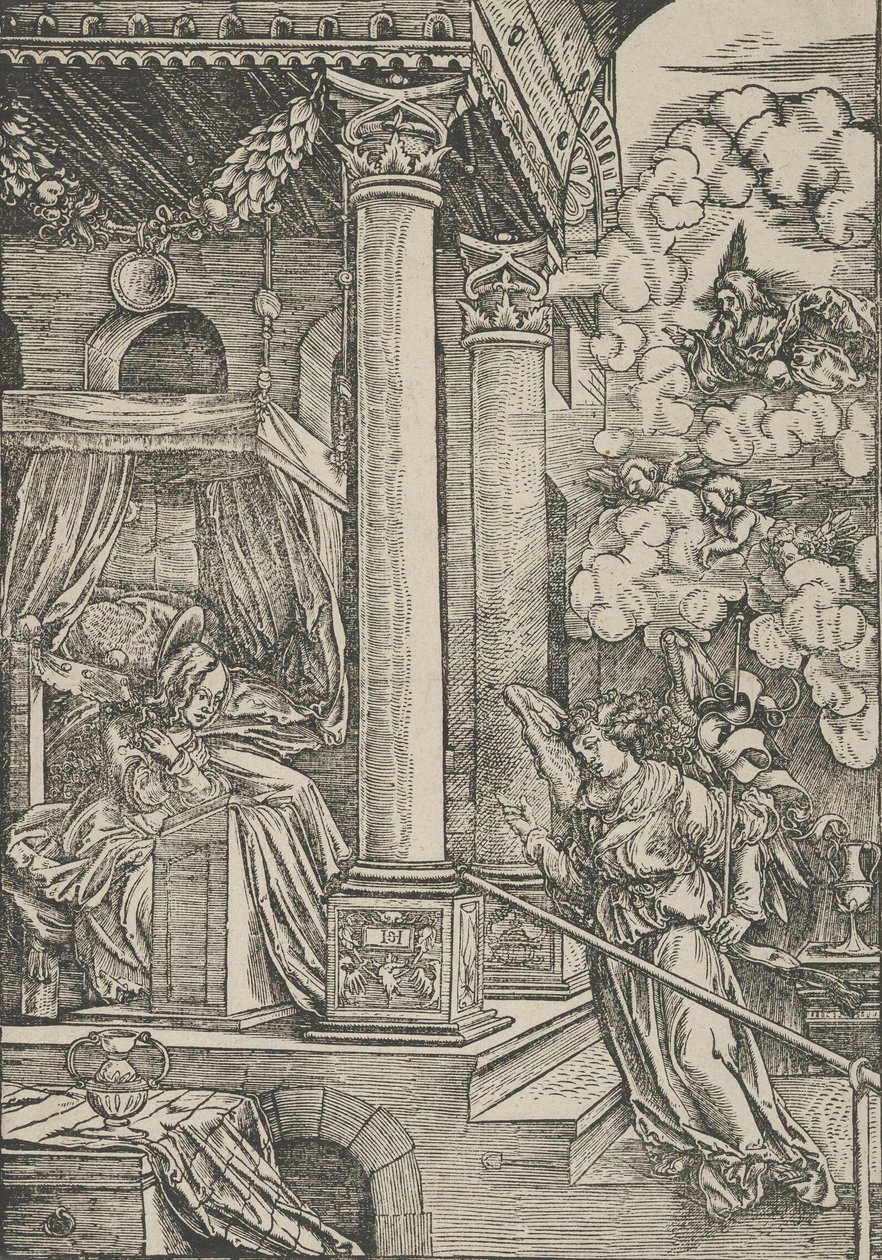 Kunngjøringen. av Hans Schäufelein the Elder