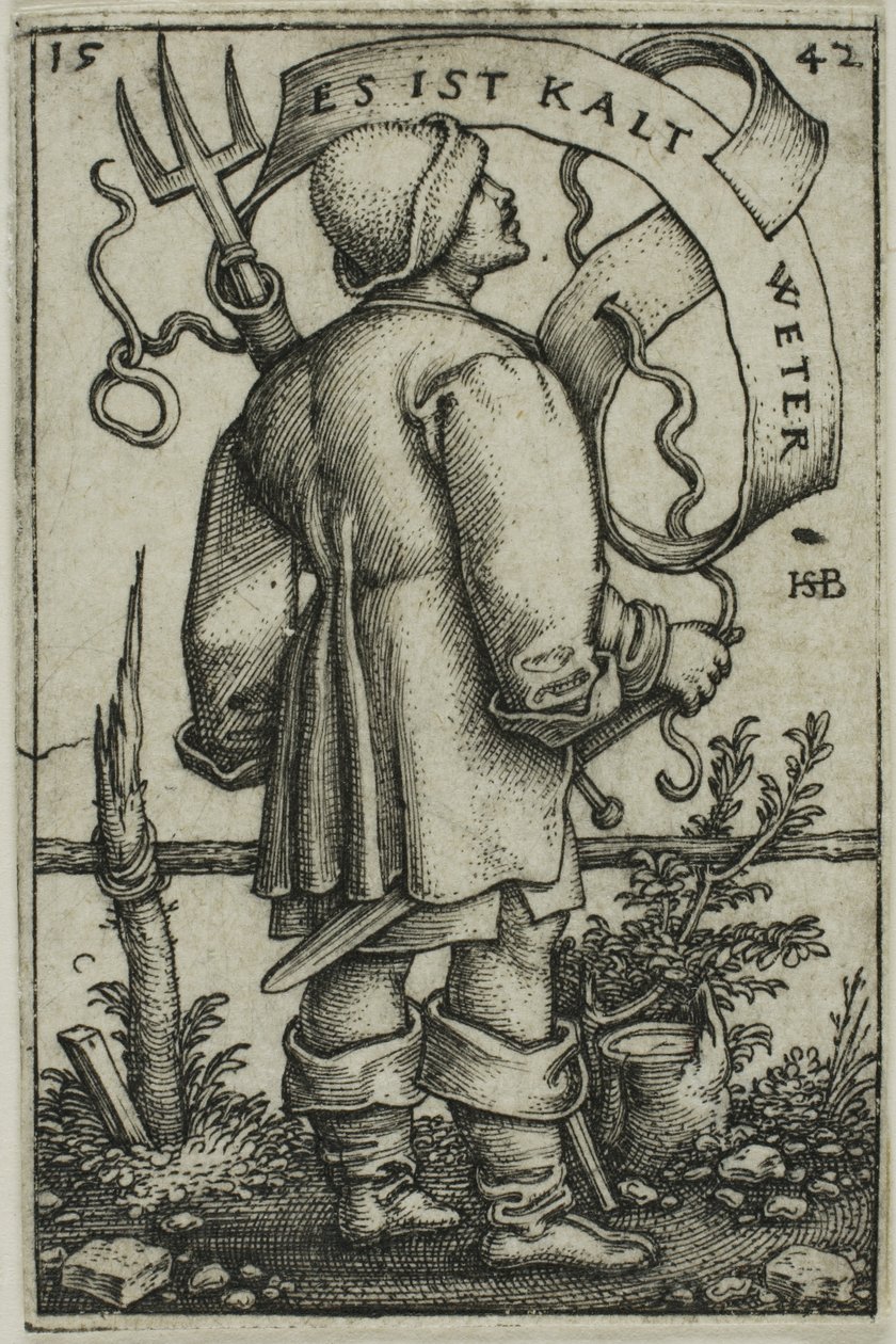 Værbonden "Det er kaldt vær" av Hans Sebald Beham
