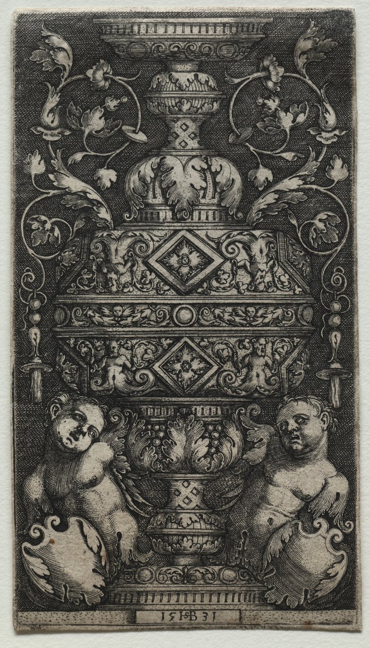 Vase dekorert med barn av Hans Sebald Beham