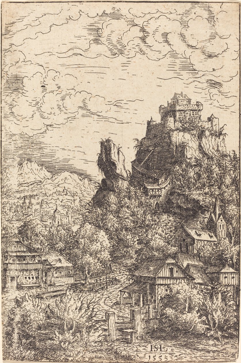 Landskap med et slott, 1553. av Hans Sebald Lautensack