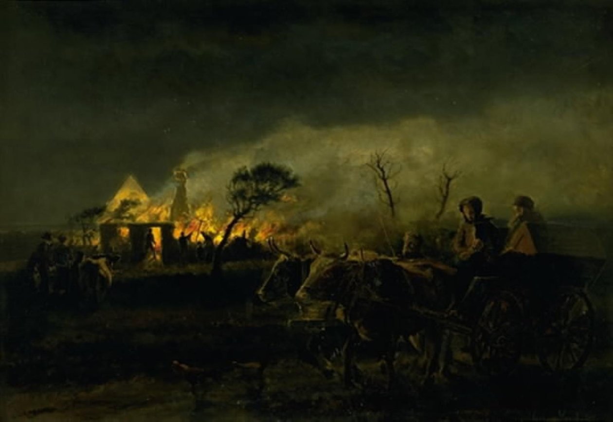 En gård i brann av Hans Smidth
