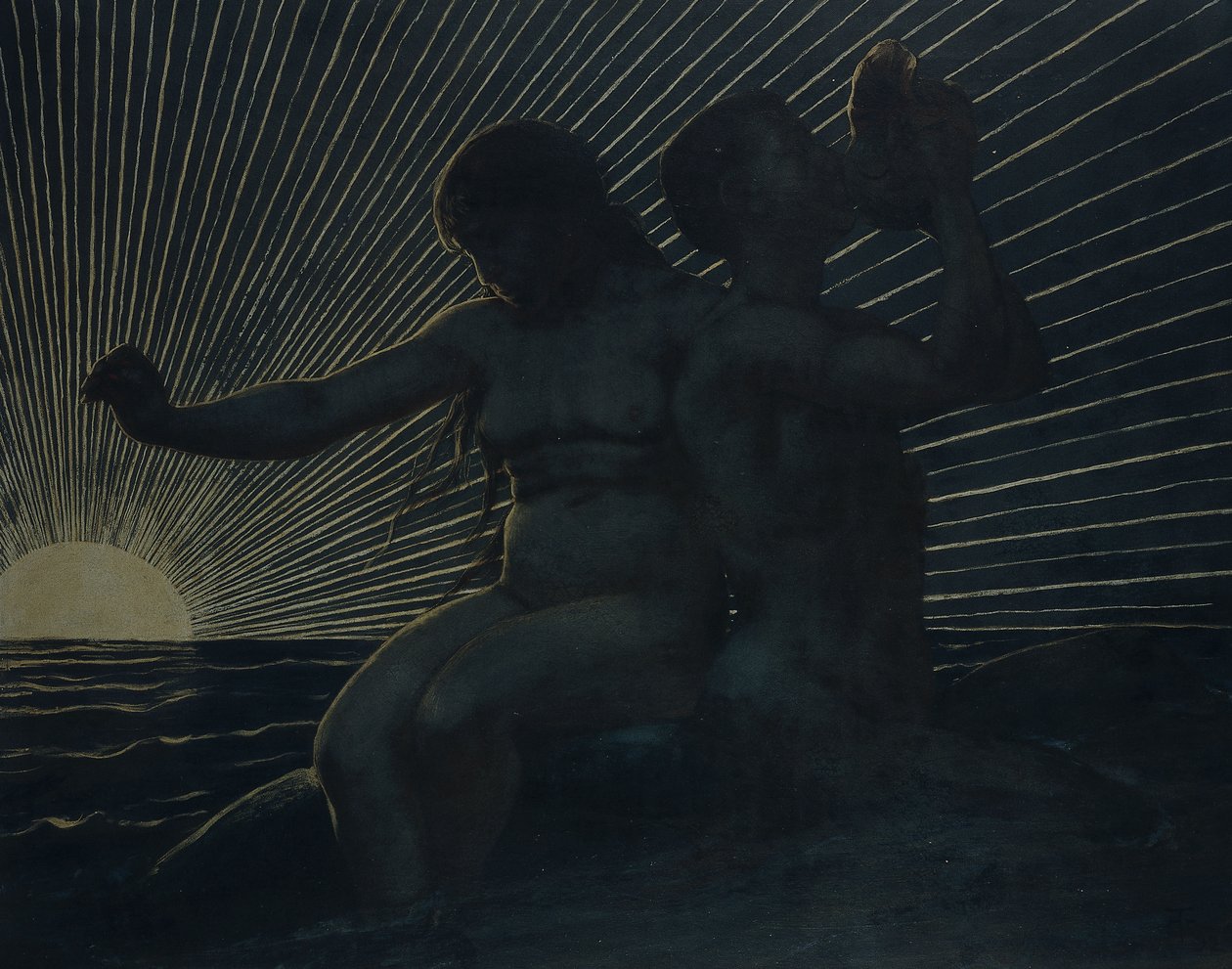 Triton-par, 1892 av Hans Thoma