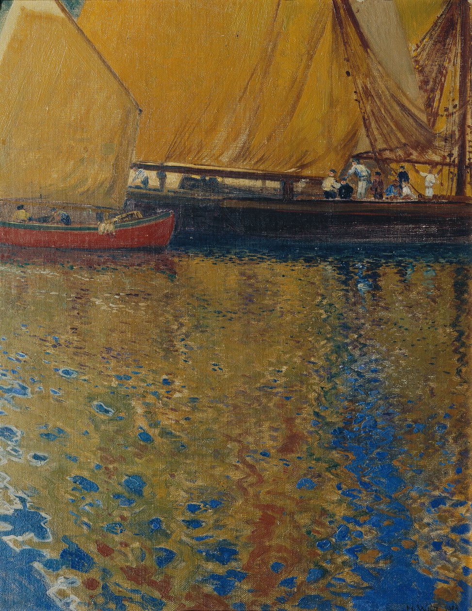 Morgenstemning i havnen i Lussin av Hans Wilt