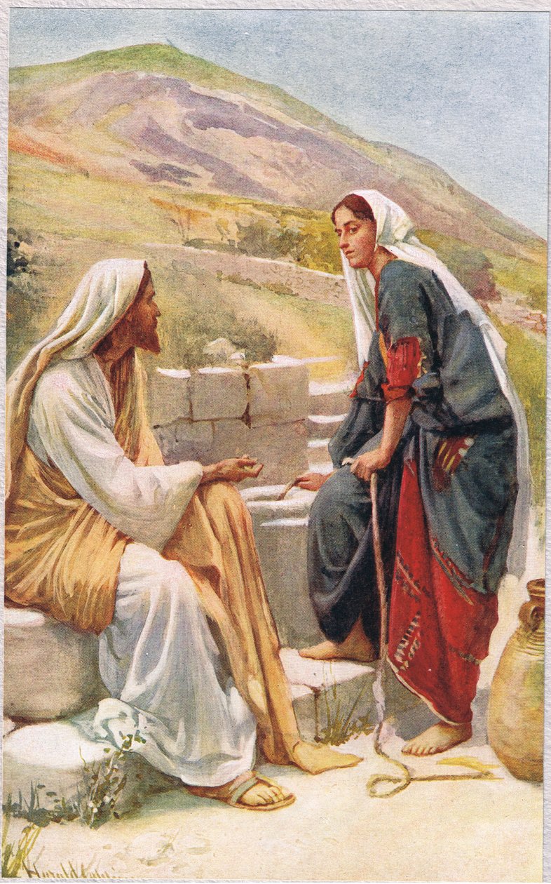 Woman of Samaria, illustrasjon fra 'Women of the Bible', utgitt av The Religious Tract Society, 1927 av Harold Copping
