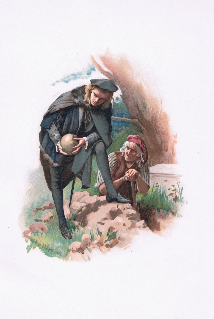 Hamlet og graveren, illustrasjon fra Hamlet av Harold Copping