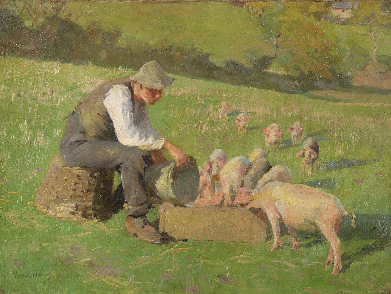 Matetid (olje på lerret) av Harold Harvey