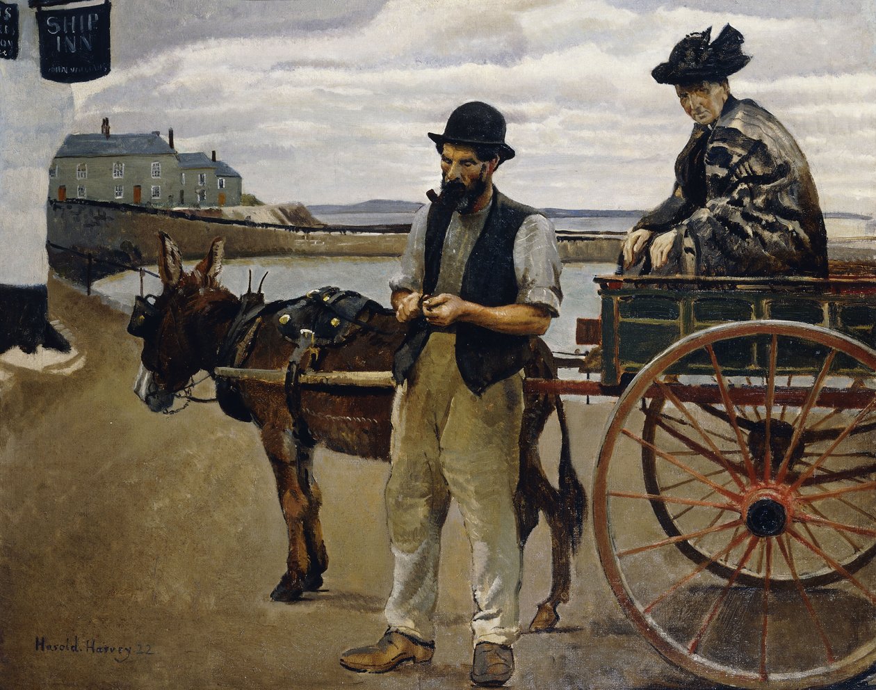 Mann med en kvinne i en vogn av Harold Harvey