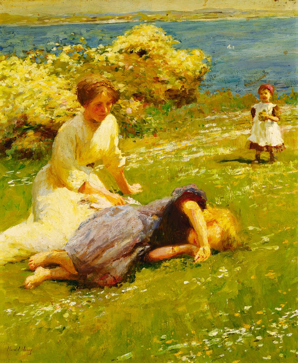 Unge jenter på en klippetopp av Harold Harvey