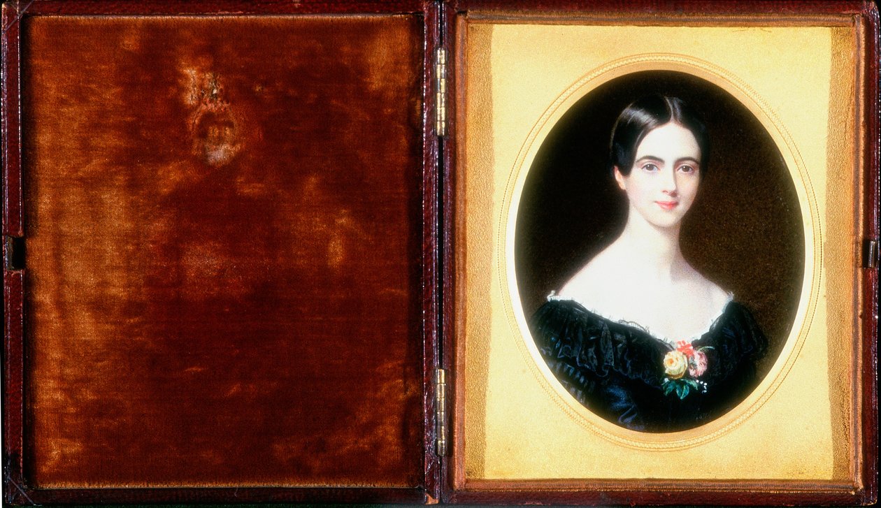 Portrett av Elizabeth Ann Benson i 1841 (toalett, kroppsfarge og elfenben) av Harriet Mackreth