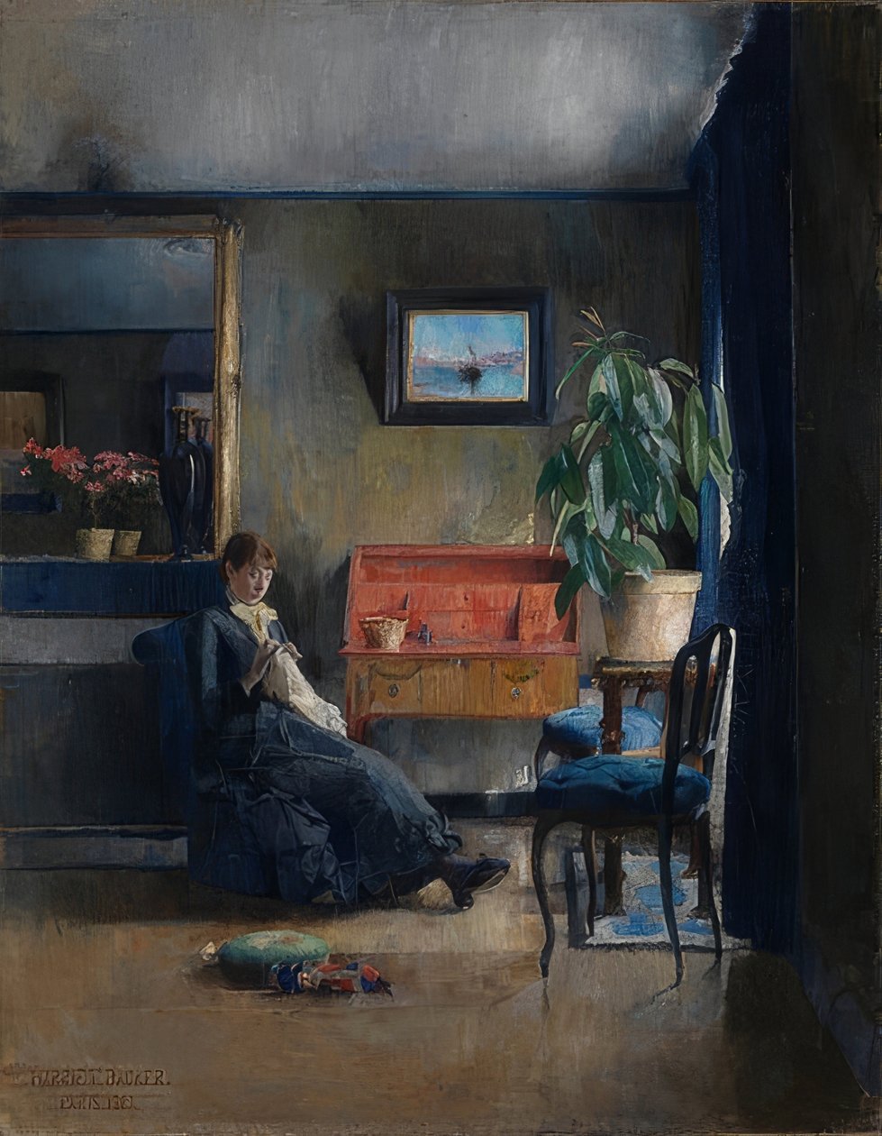 Blått interiør. 1883 av Harriet Backer