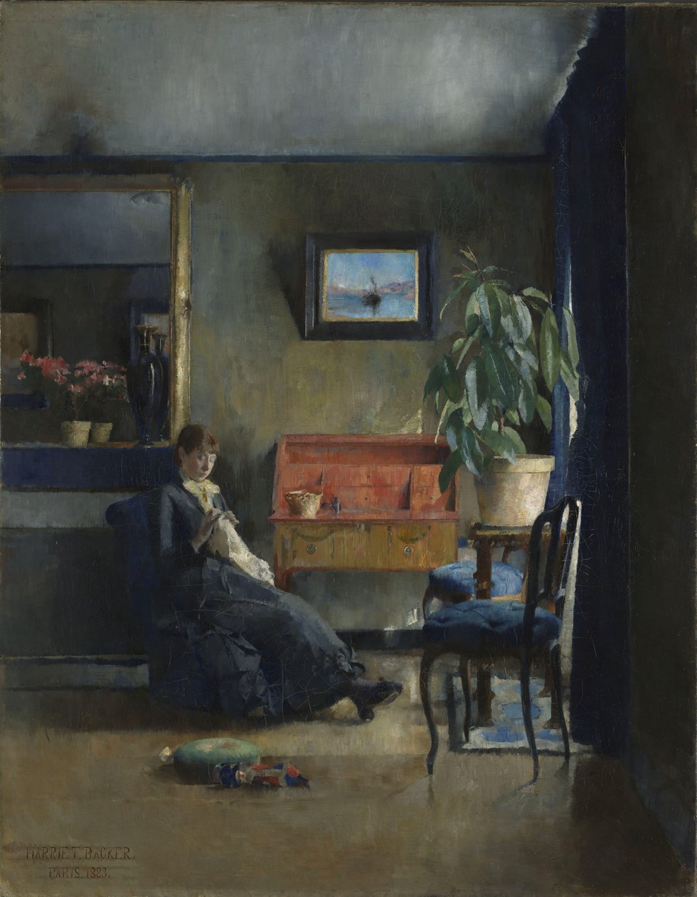 Blått interiør av Harriet Backer
