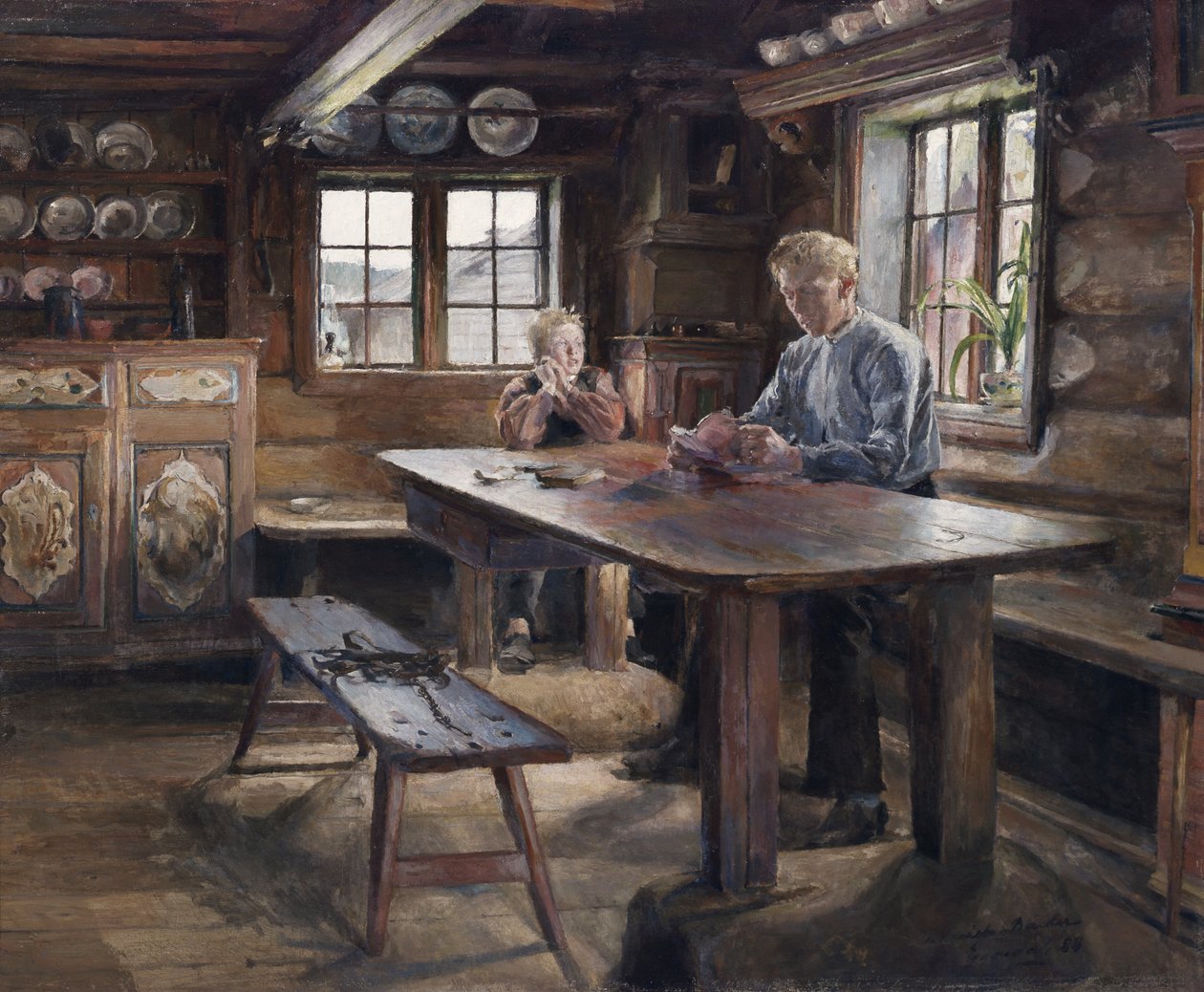 Interiør, lekser av Harriet Backer