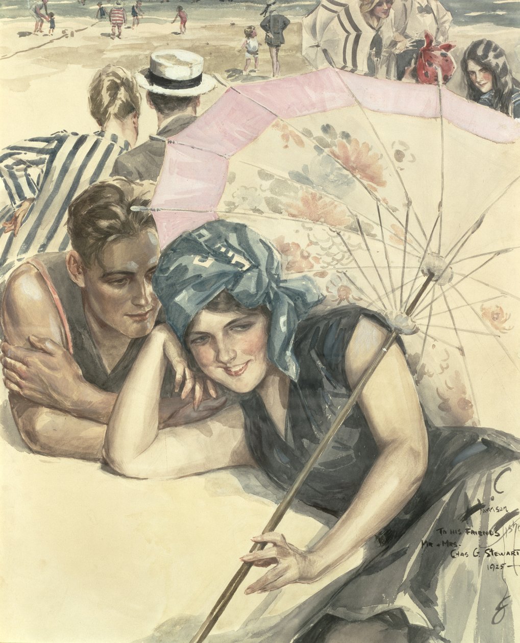 The First Pebble, 1925 (wc på papir) av Harrison Fisher