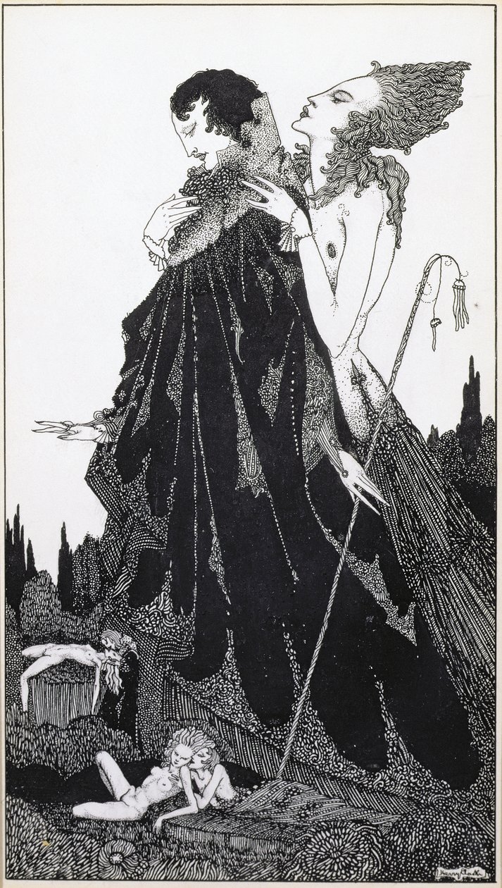 Illustrasjon fra 'Selected Poems of Algernon Charles Swinburne Clarke', utgitt i 1928 av Harry Clarke