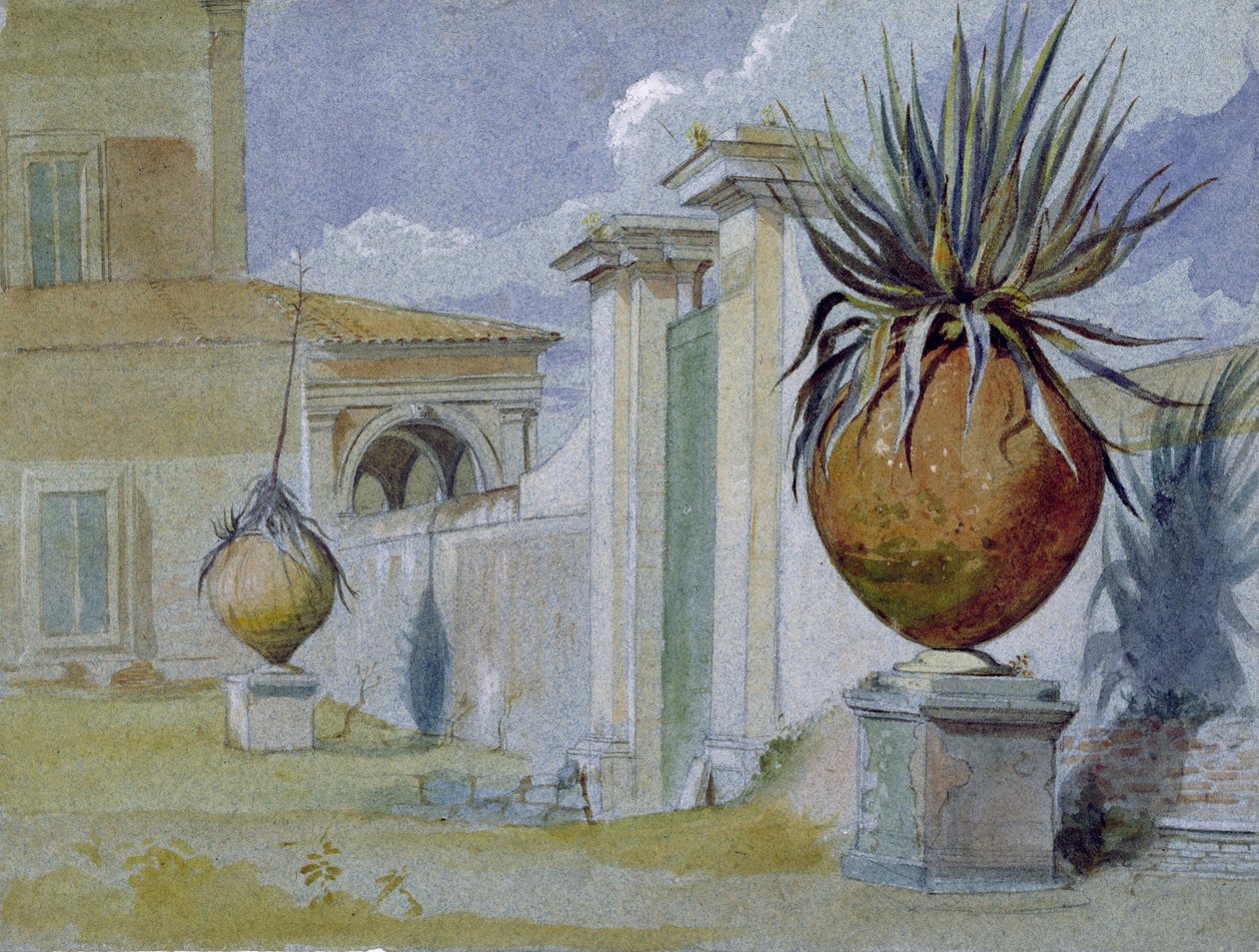 Villa Massimi, Roma (wc og kroppsfarge på papir) av Harry John Johnson