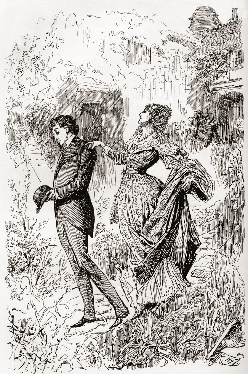Estella og Pip i Miss Havishams hage. " av Harry Furniss