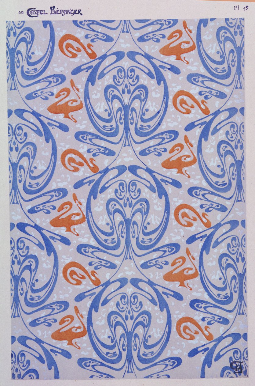 Dekorasjoner til Castel Beranger, Paris, 1894-8, plate 53 fra `Le Castel Beranger` av Hector Guimard (1867-1942) 1898 av Hector Guimard
