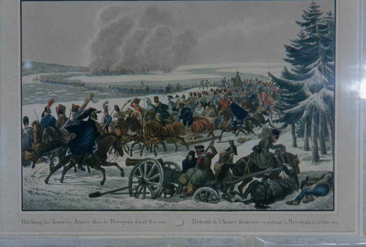 Den franske hærens tilbaketrekning fra Moskva i 1812 (penn, blekk og wc på papir) av August Heinrich Mansfeld