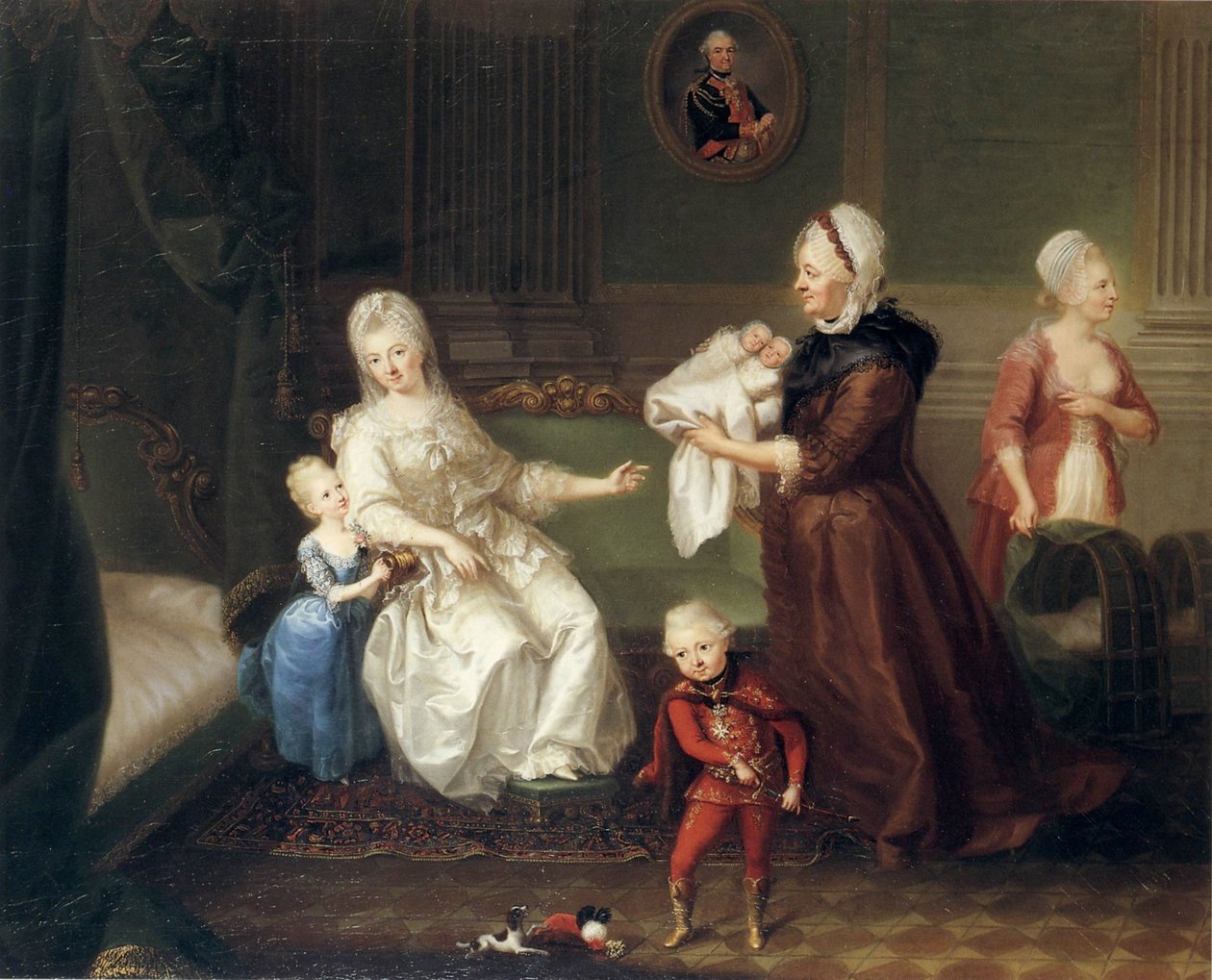 H C Brandt grevinne Heydeck med barna sine av Heinrich Carl Brandt