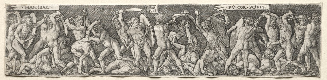 Hannibal Fighting Scipio, 1538. av Heinrich Aldegrever