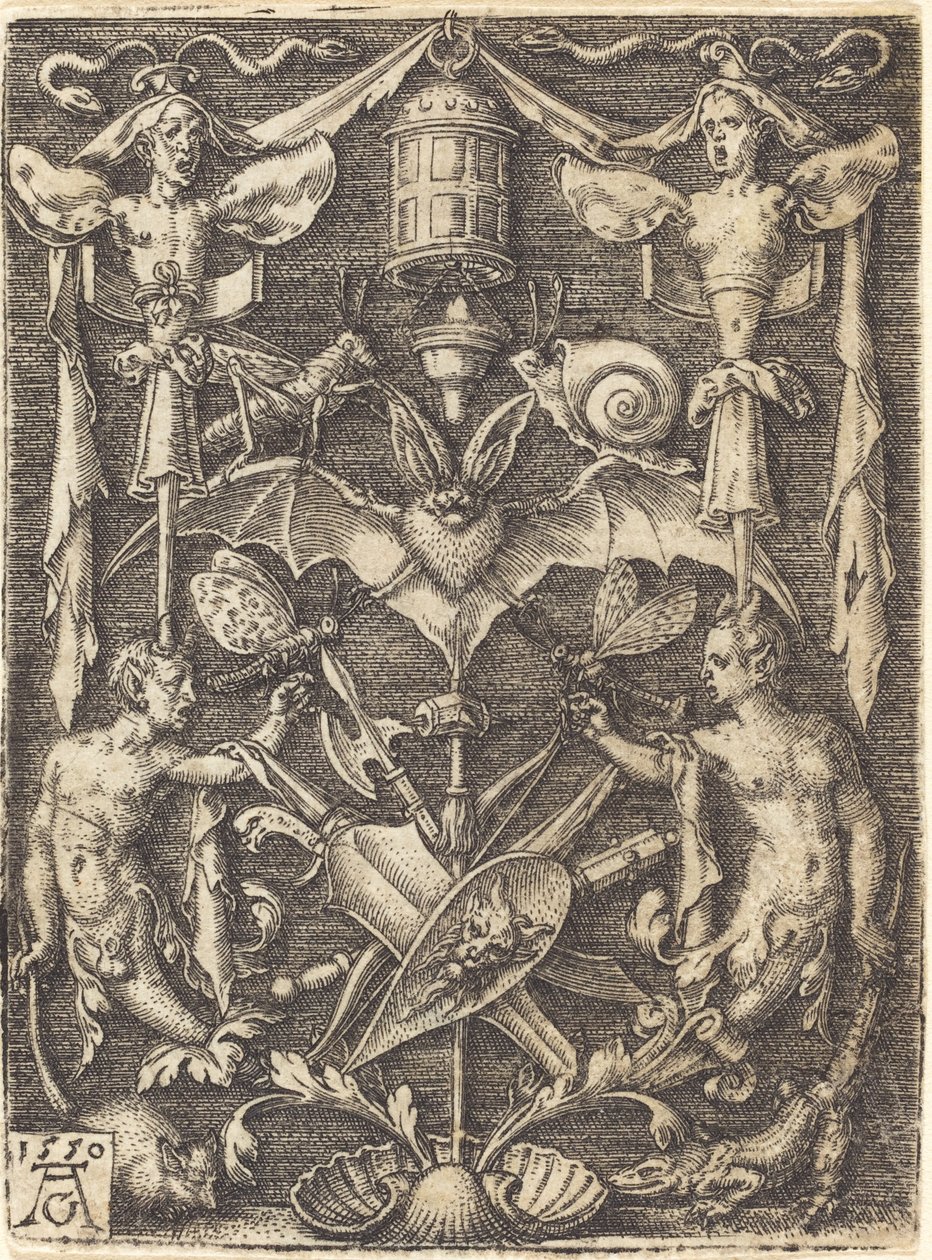 Ornament med våpentrofé, 1550. av Heinrich Aldegrever