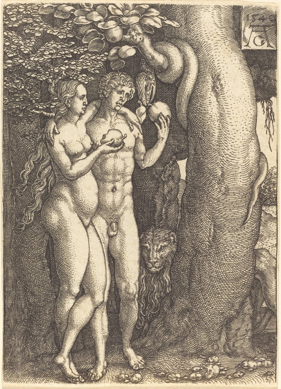 The Temptation by the Snake av Heinrich Aldegrever