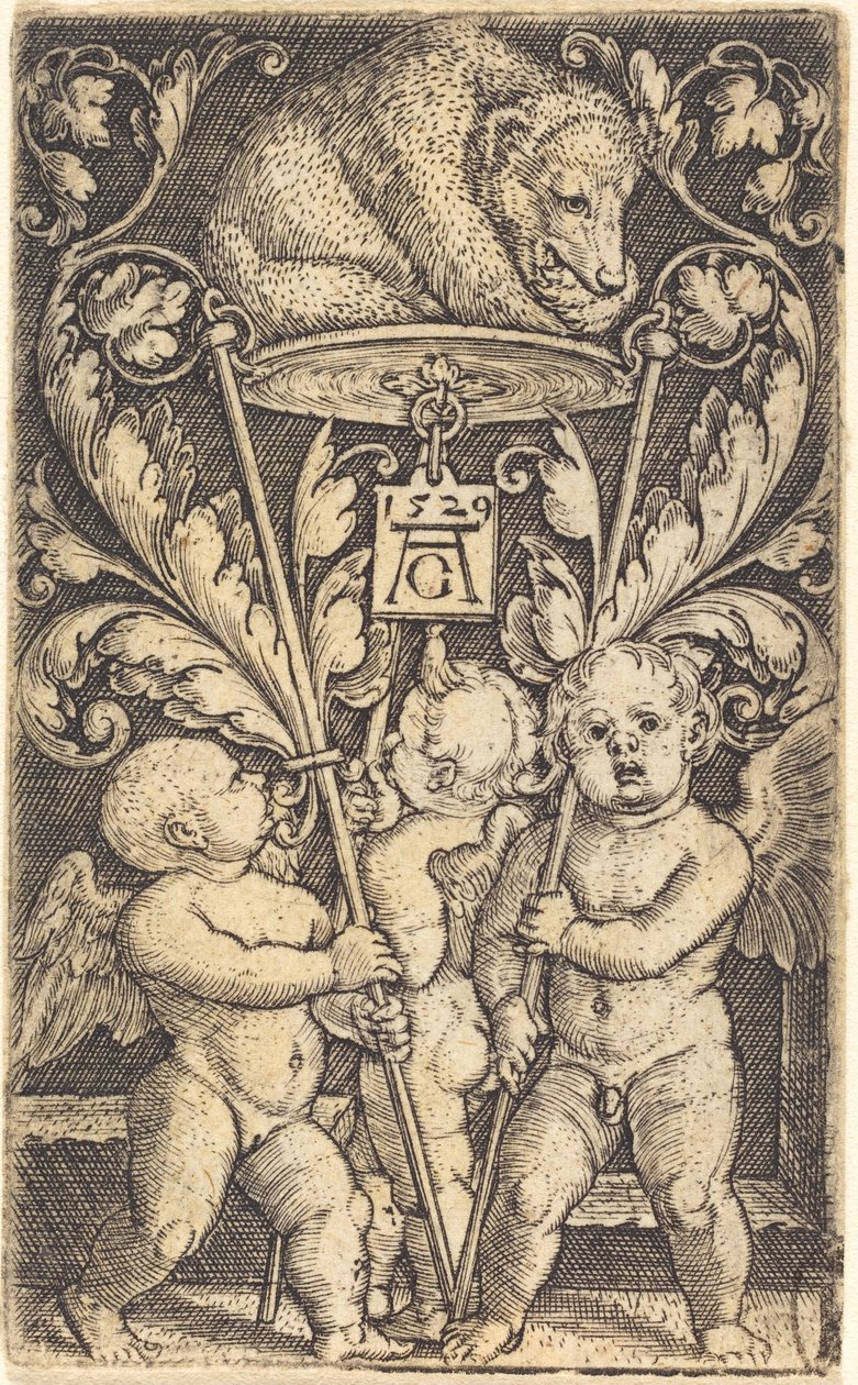 Three Cupids and a Bear, 1529. av Heinrich Aldegrever