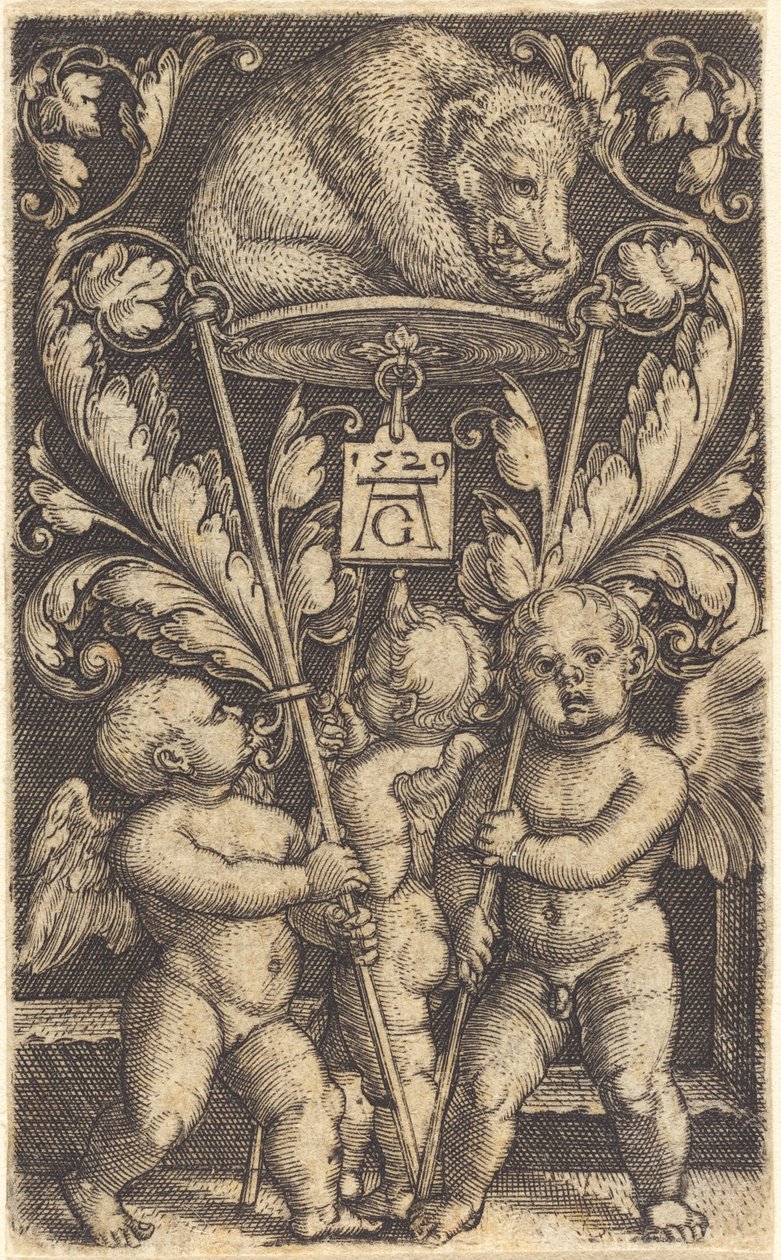 Three Cupids and a Bear, 1529. av Heinrich Aldegrever