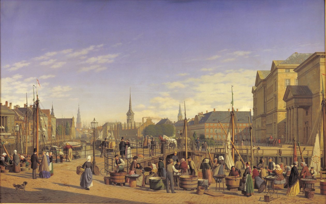 Utsikt fra Gammel Strand mot Christiansborg av Heinrich Hansen
