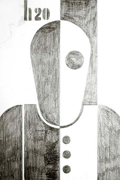 Mann, 1920 (fargestift på papir) av Heinrich Hoerle