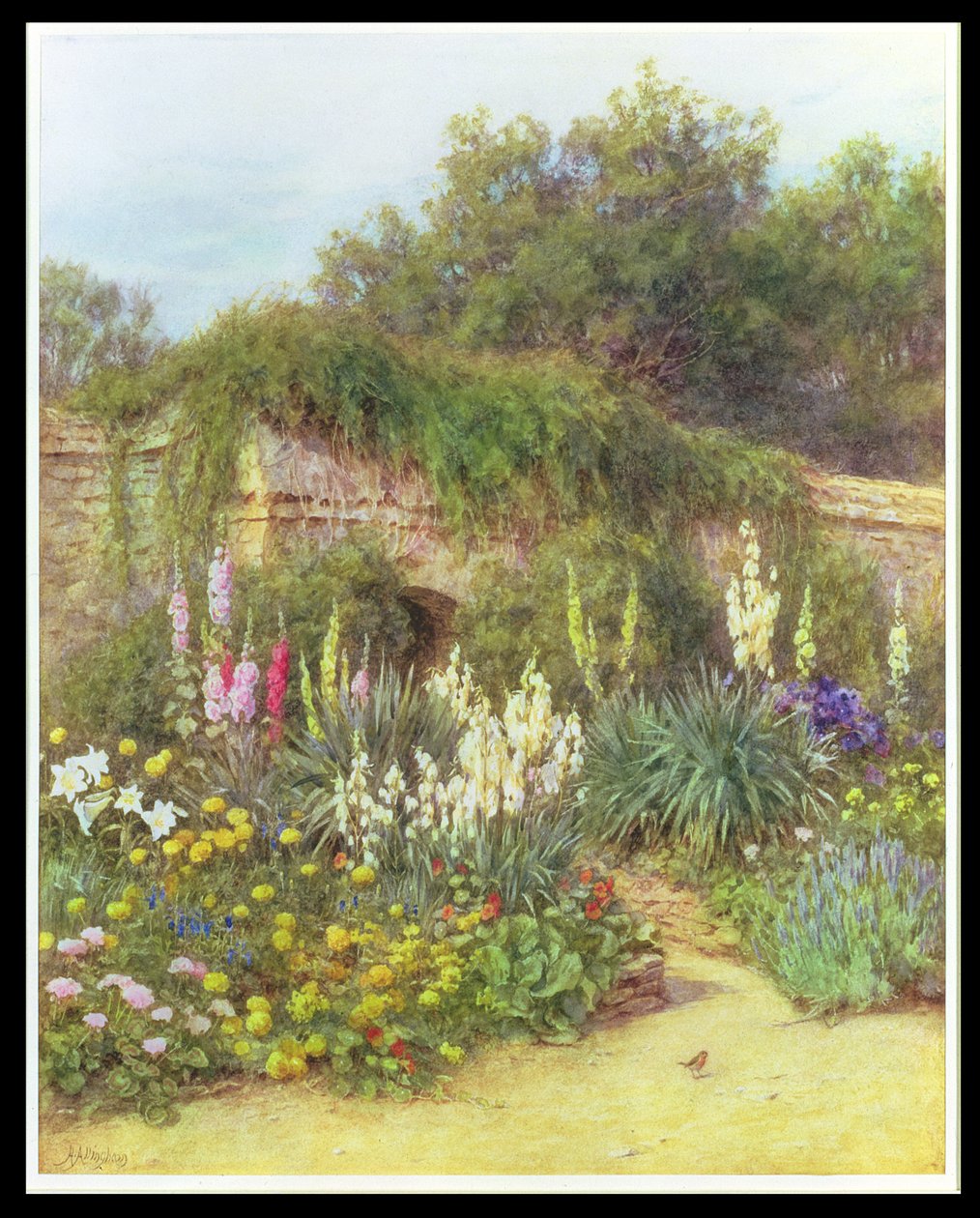 I Munstead Wood Garden, Gertrude Jekyll's Garden, Godalming, Surrey (blyant og wc på papir) av Helen Allingham