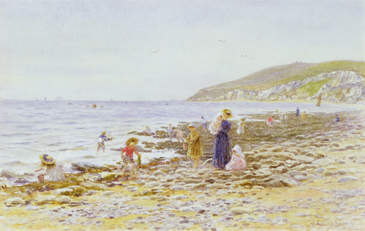 On the Beach (wc på papir) av Helen Allingham