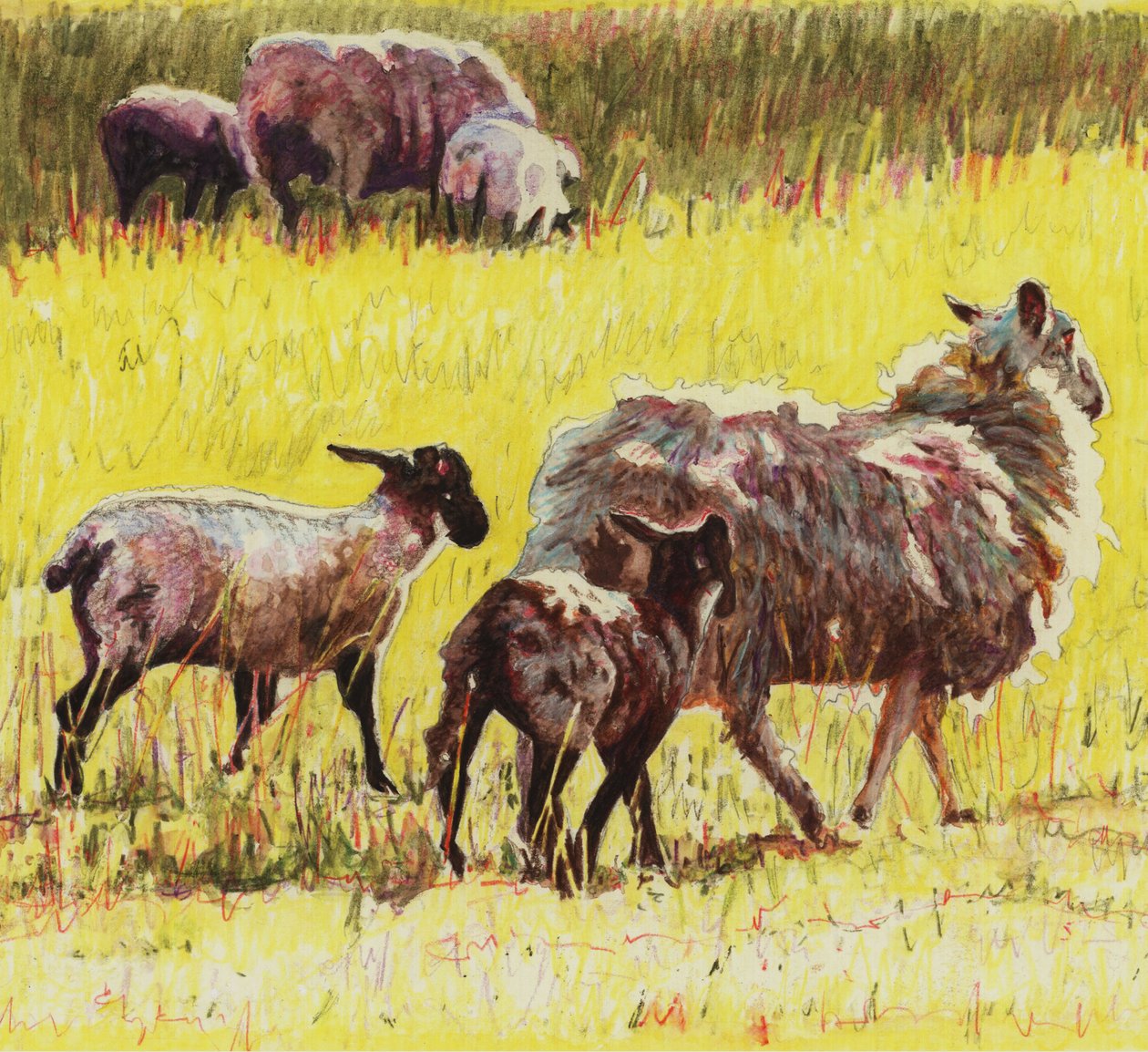 Følgende, 2011, (farget blyant på papir) av Helen White