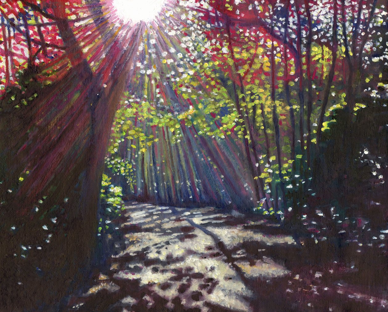 Spredt lys, 2013, (olje på grunnet papir) av Helen White