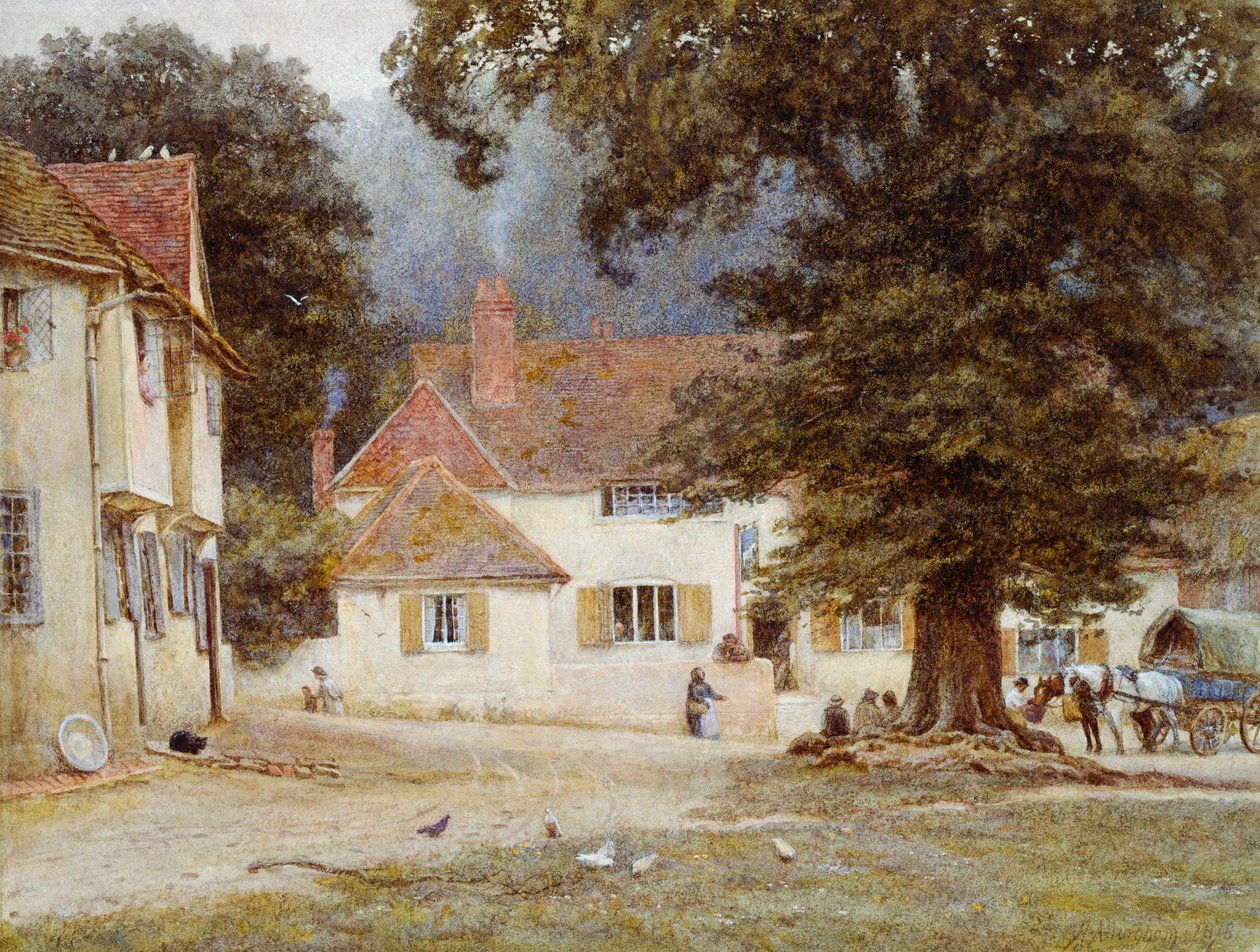 A Cart by a Village Inn av Helen Allingham