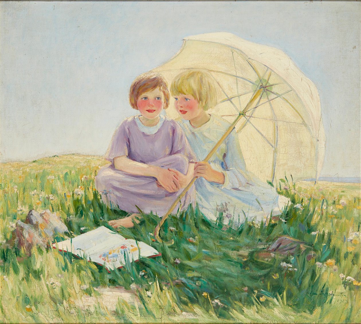 Parasollen (olje på lerret) av Helen S. Johnston