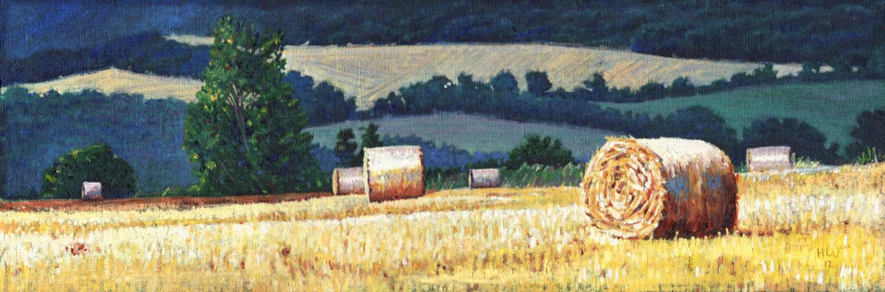 Høyballer i åssiden, 2012, av Helen White