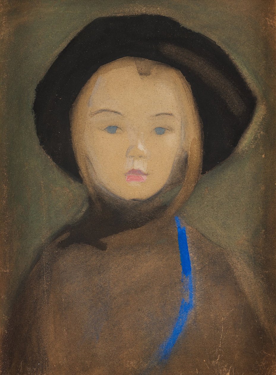 Jente med blått bånd, 1909. av Helene Schjerfbeck