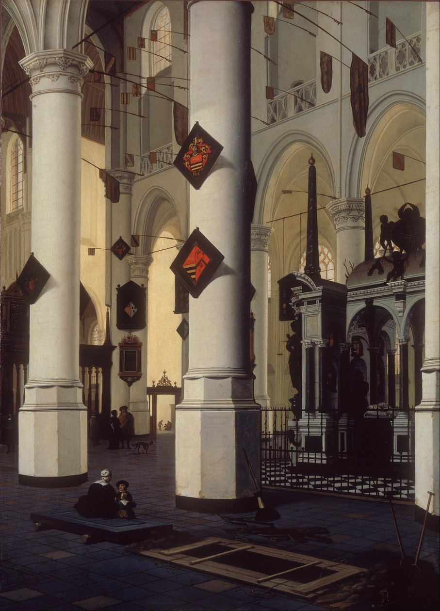 Interiøret i den nye kirken i Delft, med graven til Vilhelm den tause av Hendrik Cornelisz. van Vliet