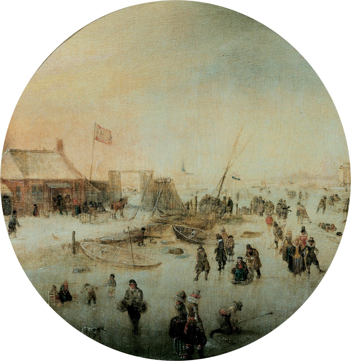 Vinterlandskap med skøyter og folk som spiller kolf av Hendrick Avercamp